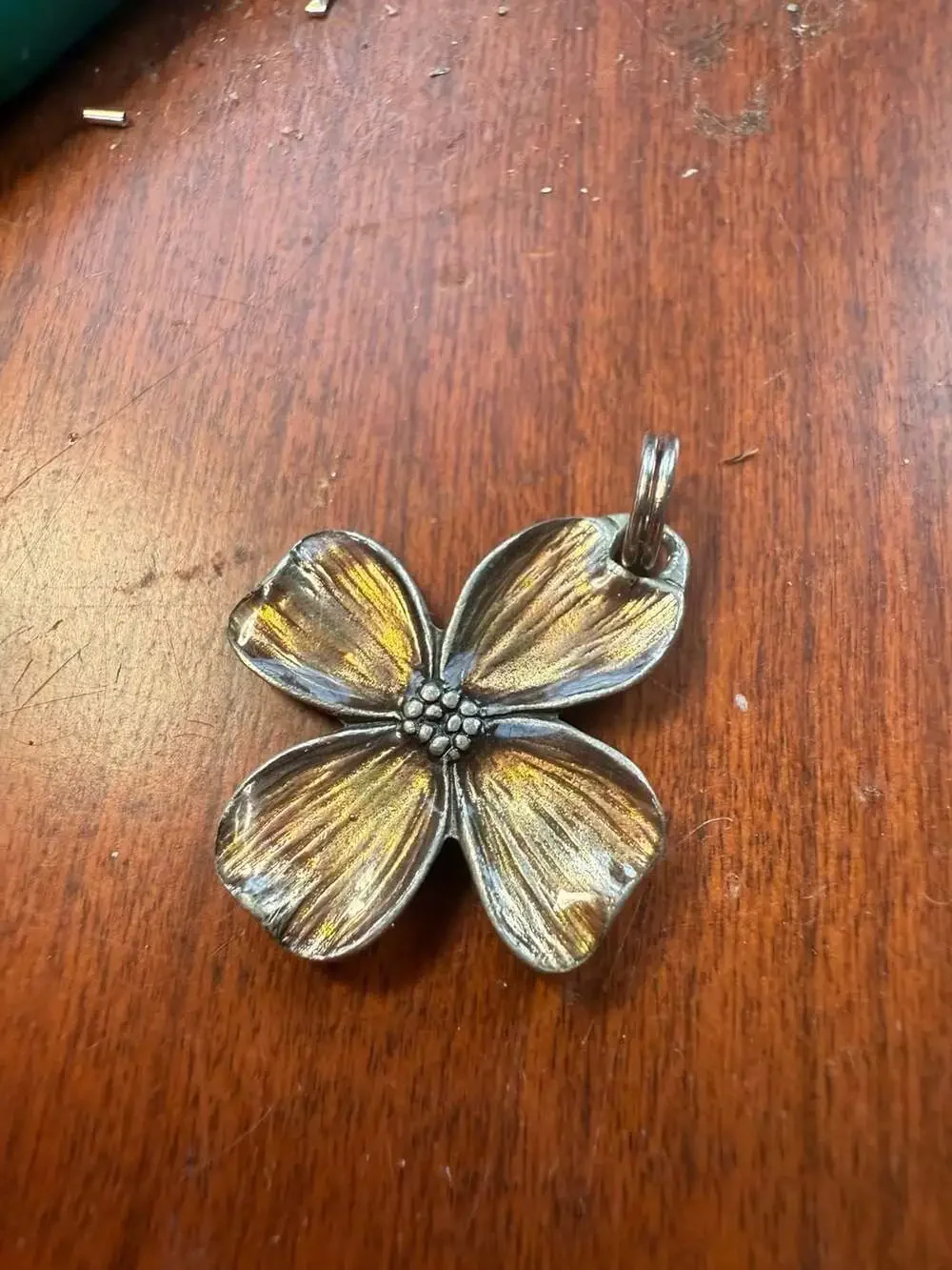 Danforth Pewter Dogwood Flower Key Ring